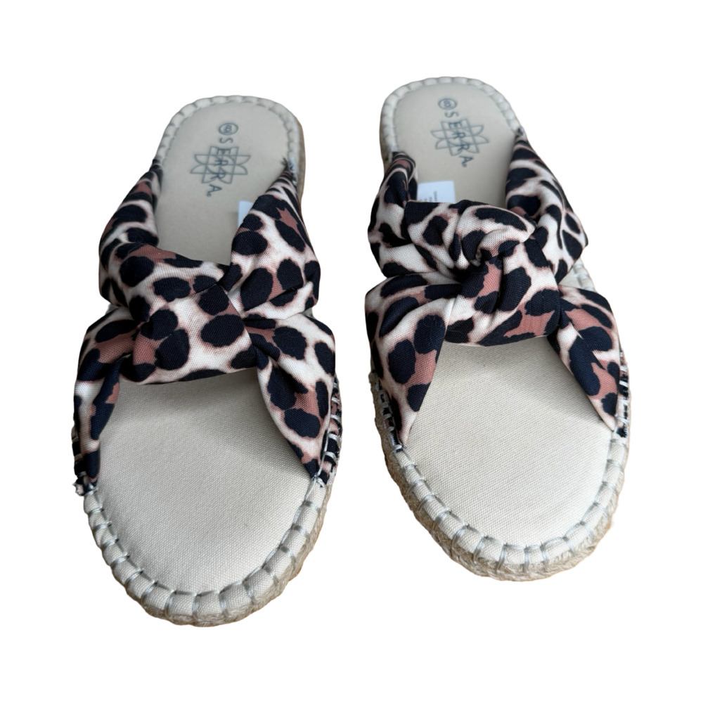 Serra Leopard Print Knotted Espadrille Slides Sz. 8 NWOT